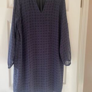 CAbi Navy Geometric Long Sleeve Dress